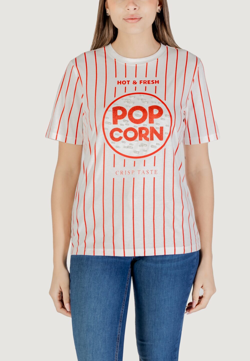 T-shirt Only Onlburst Life S/S Popcorn Top Box Jrs Panna - Foto 5
