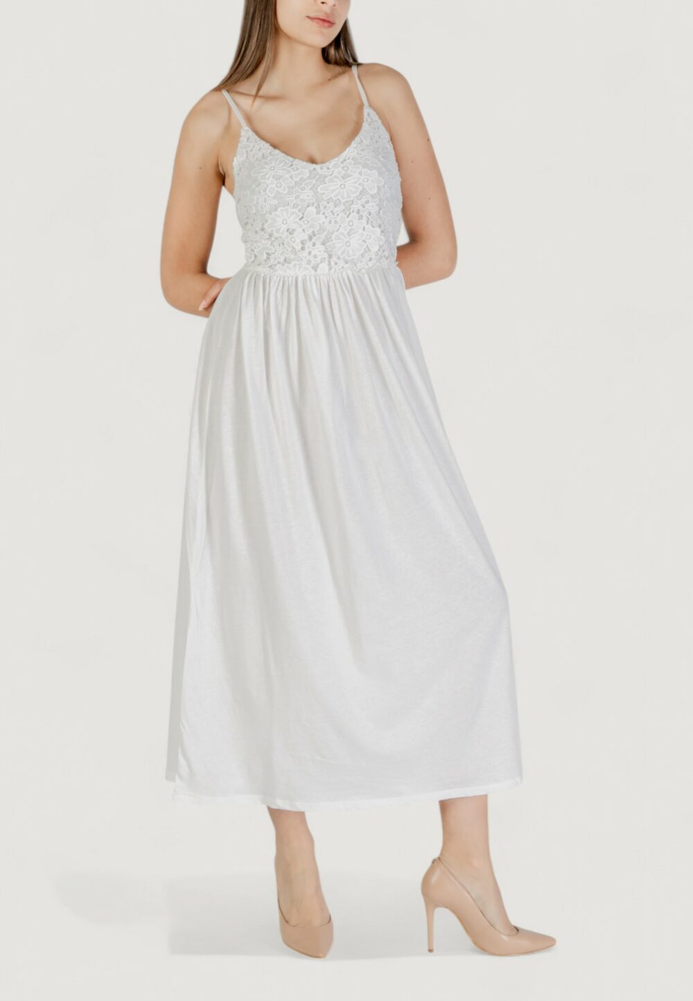 Vestito lungo Vero Moda Vmpanna 7/8 Singlet Jrs Bianco - Foto 1