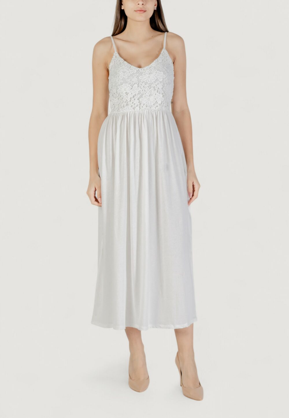 Vestito lungo Vero Moda Vmpanna 7/8 Singlet Jrs Bianco - Foto 2