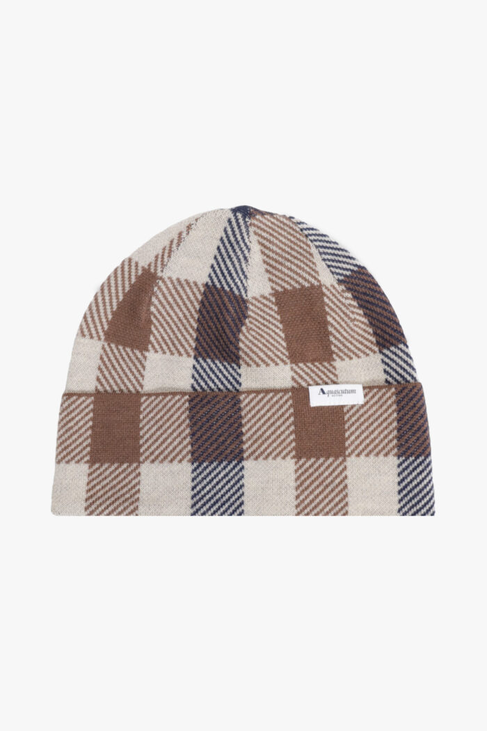 Berretto Aquascutum ACTIVE MACRO CHECK BEANIE MACRO CLUB Beige
