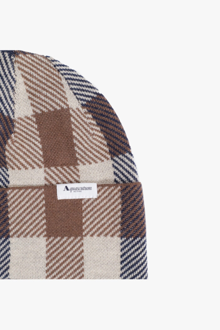 Berretto Aquascutum ACTIVE MACRO CHECK BEANIE MACRO CLUB Beige