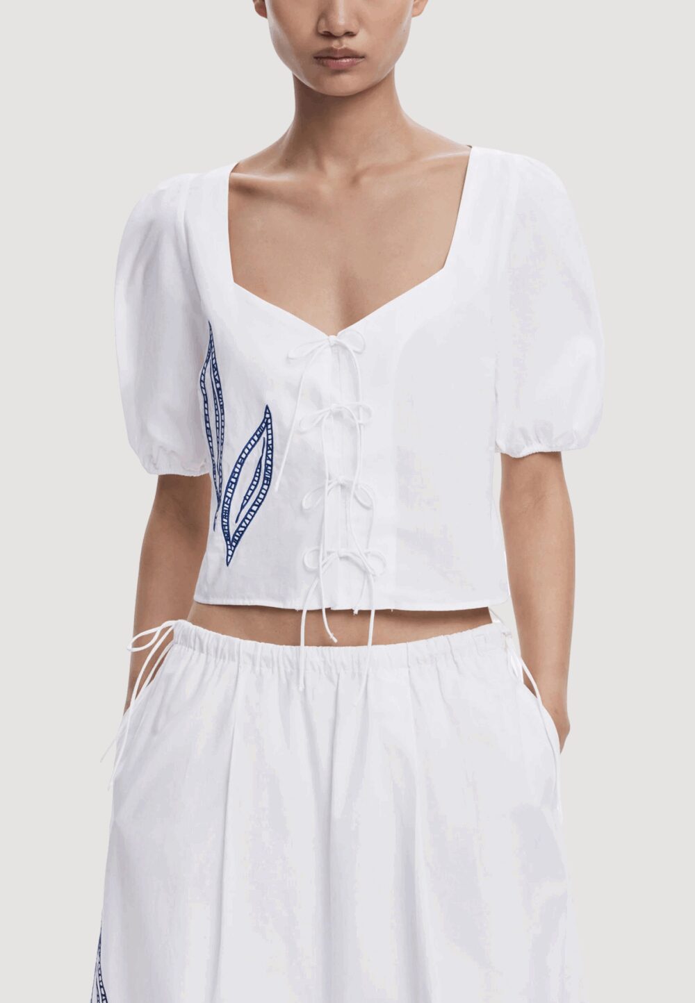 Blusa manica corta Desigual BLUS EMBRO Bianco - Foto 1