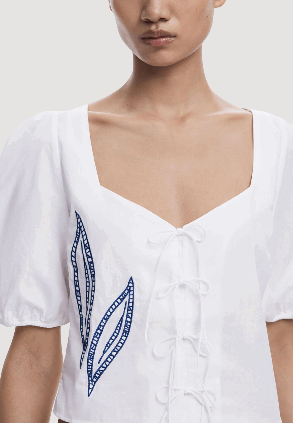 Blusa manica corta Desigual BLUS EMBRO Bianco - Foto 3