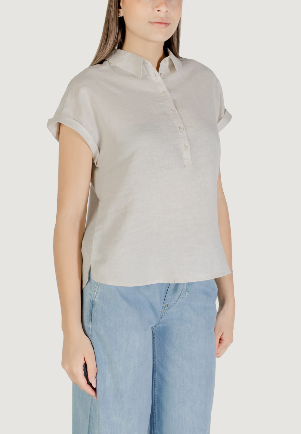 Blusa manica corta Street One SHIRTCOLLARBLOUSE Avorio - Foto 3