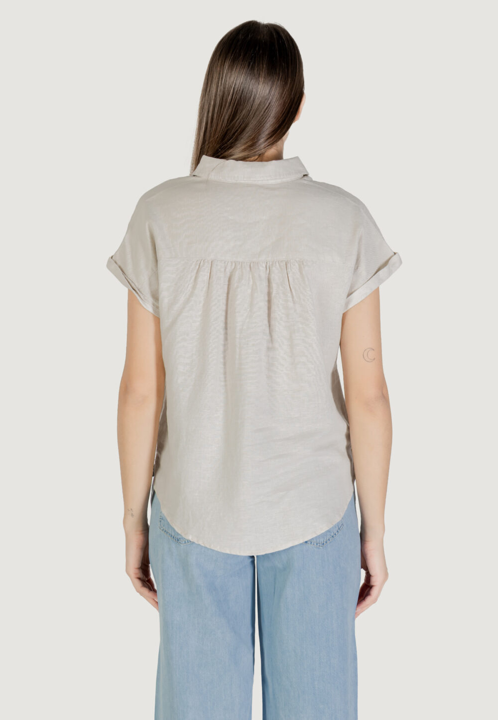 Blusa manica corta Street One SHIRTCOLLARBLOUSE Avorio - Foto 4