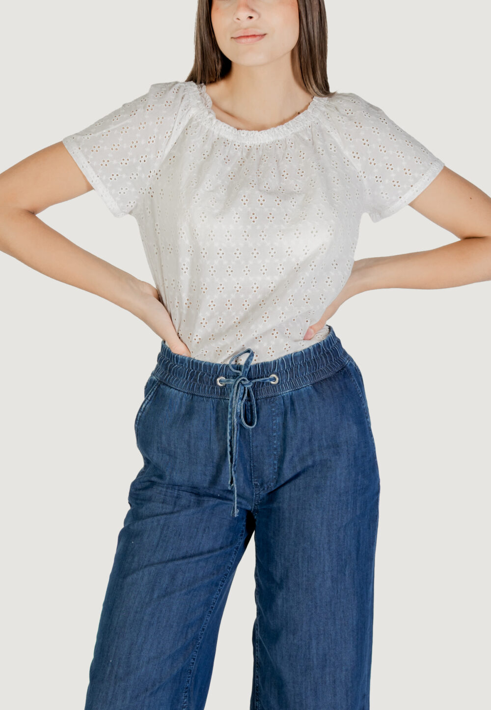 Blusa manica corta Street One SOL_allover shiffley Bianco - Foto 1