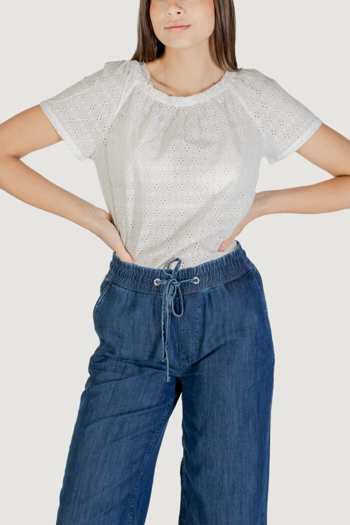Blusa manica corta Street One SOL_allover shiffley Bianco – A345401