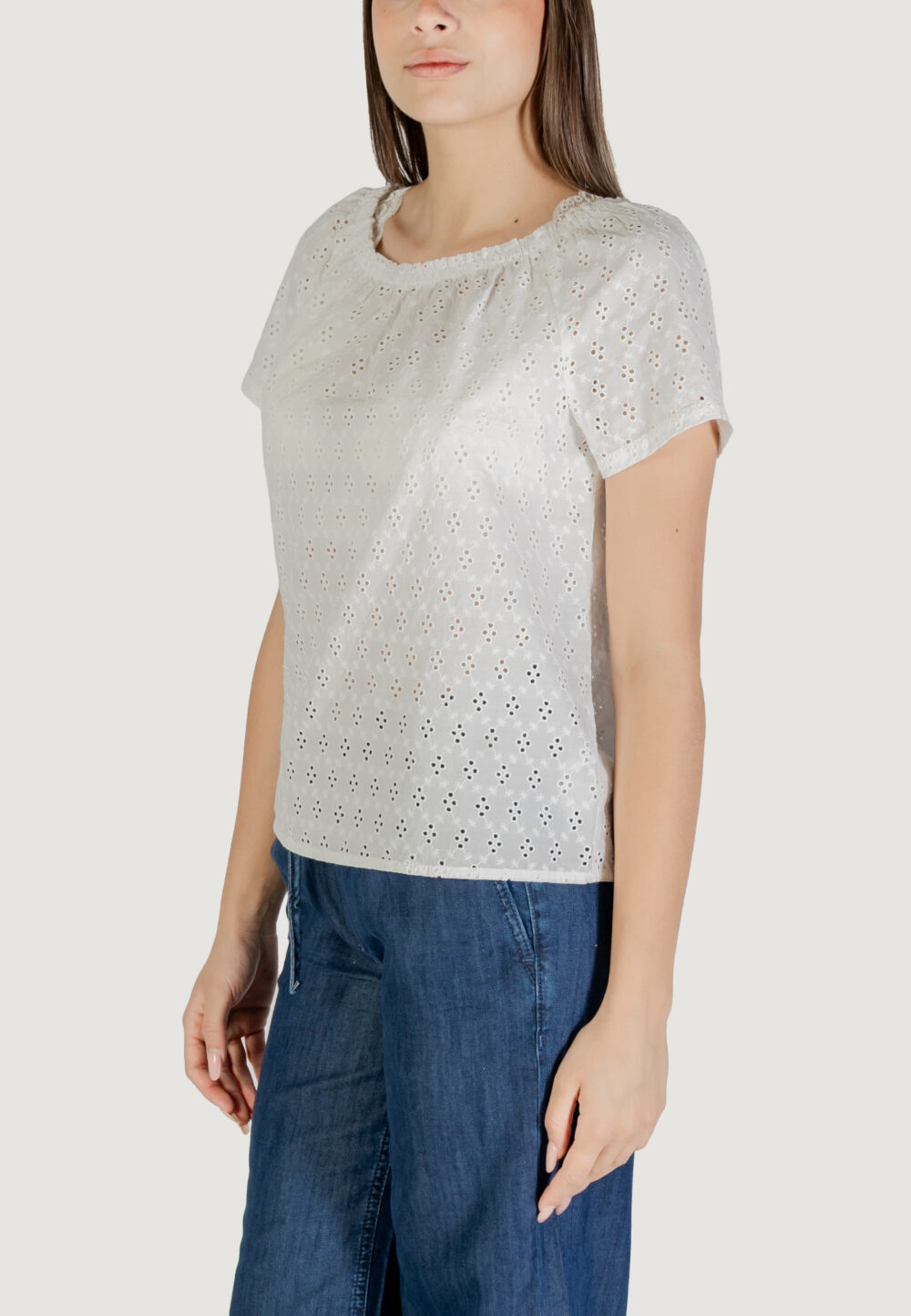 Blusa manica corta Street One SOL_allover shiffley Bianco - Foto 2