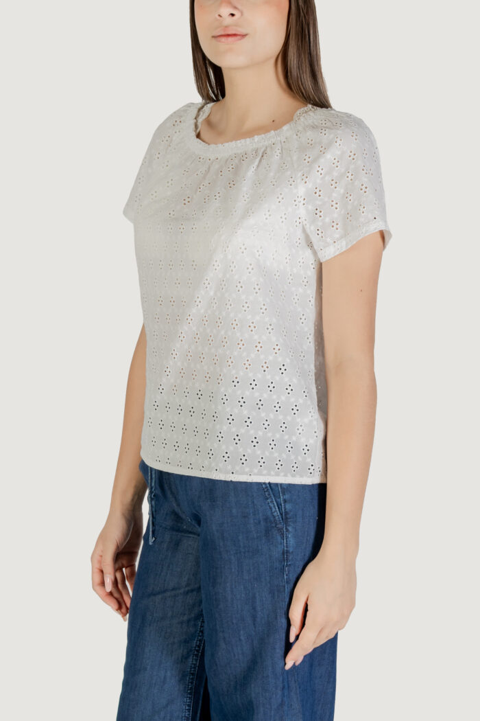 Blusa manica corta Street One SOL_allover shiffley Bianco – A345401