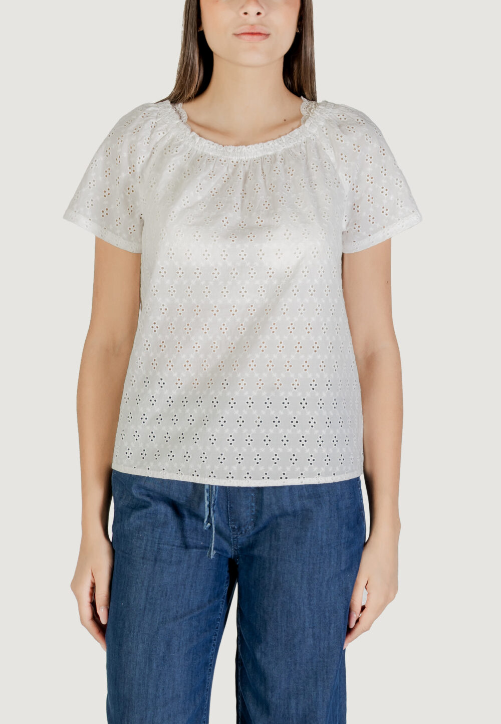 Blusa manica corta Street One SOL_allover shiffley Bianco - Foto 5