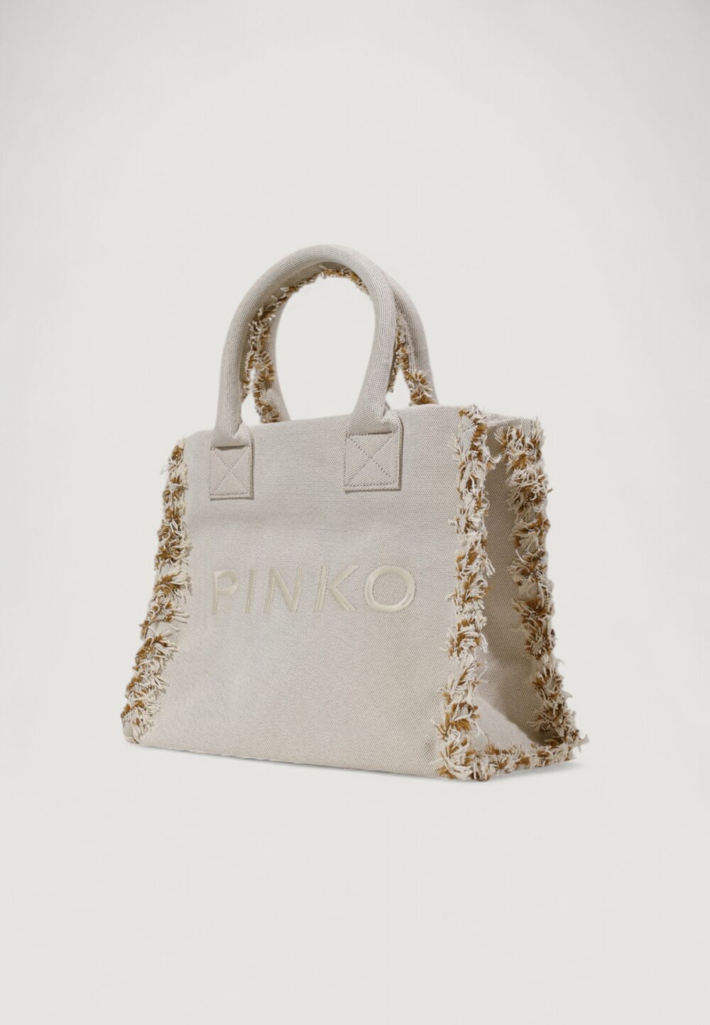 Borsa Pinko BEACH SHOPPING CANVAS RICICLATO Beige chiaro - Foto 3