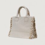 Borsa Pinko BEACH SHOPPING CANVAS RICICLATO Beige chiaro - Foto 5