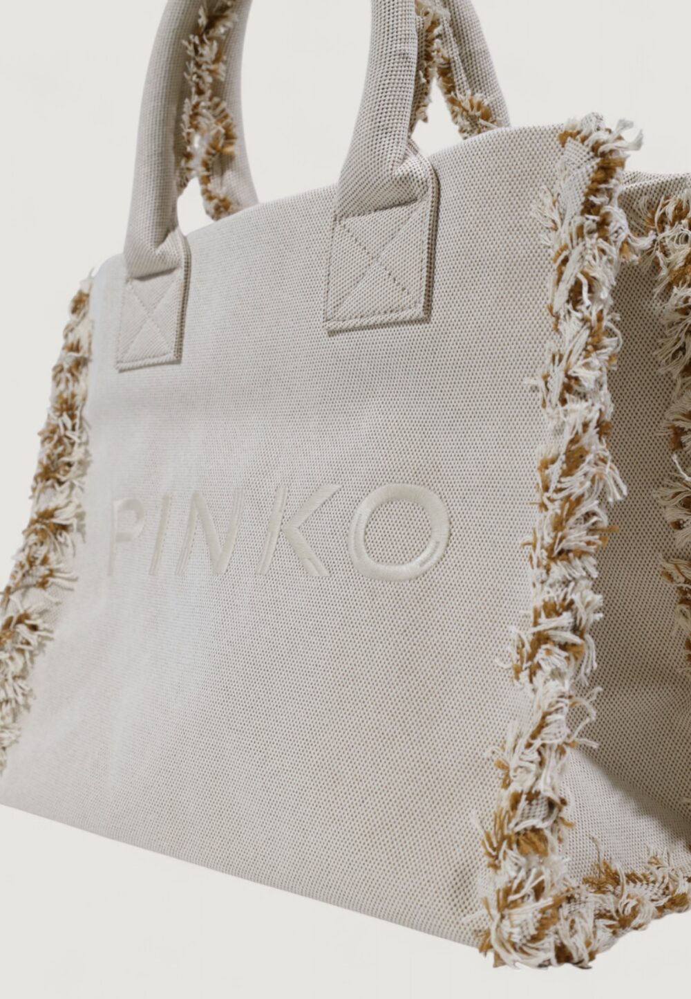Borsa Pinko BEACH SHOPPING CANVAS RICICLATO Beige chiaro - Foto 2