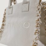 Borsa Pinko BEACH SHOPPING CANVAS RICICLATO Beige chiaro - Foto 2