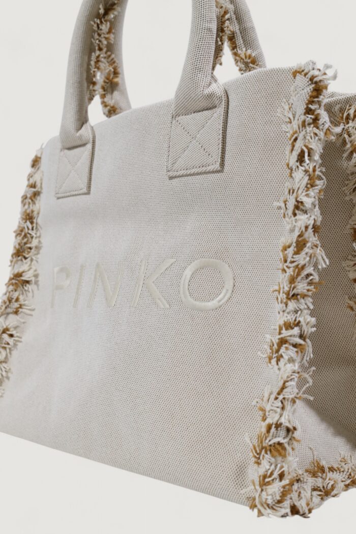 Borsa Pinko BEACH SHOPPING CANVAS RICICLATO Beige chiaro – 100782 A1X1