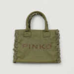 Borsa Pinko BEACH SHOPPING CANVAS RICICLATO Verde Oliva - Foto 1