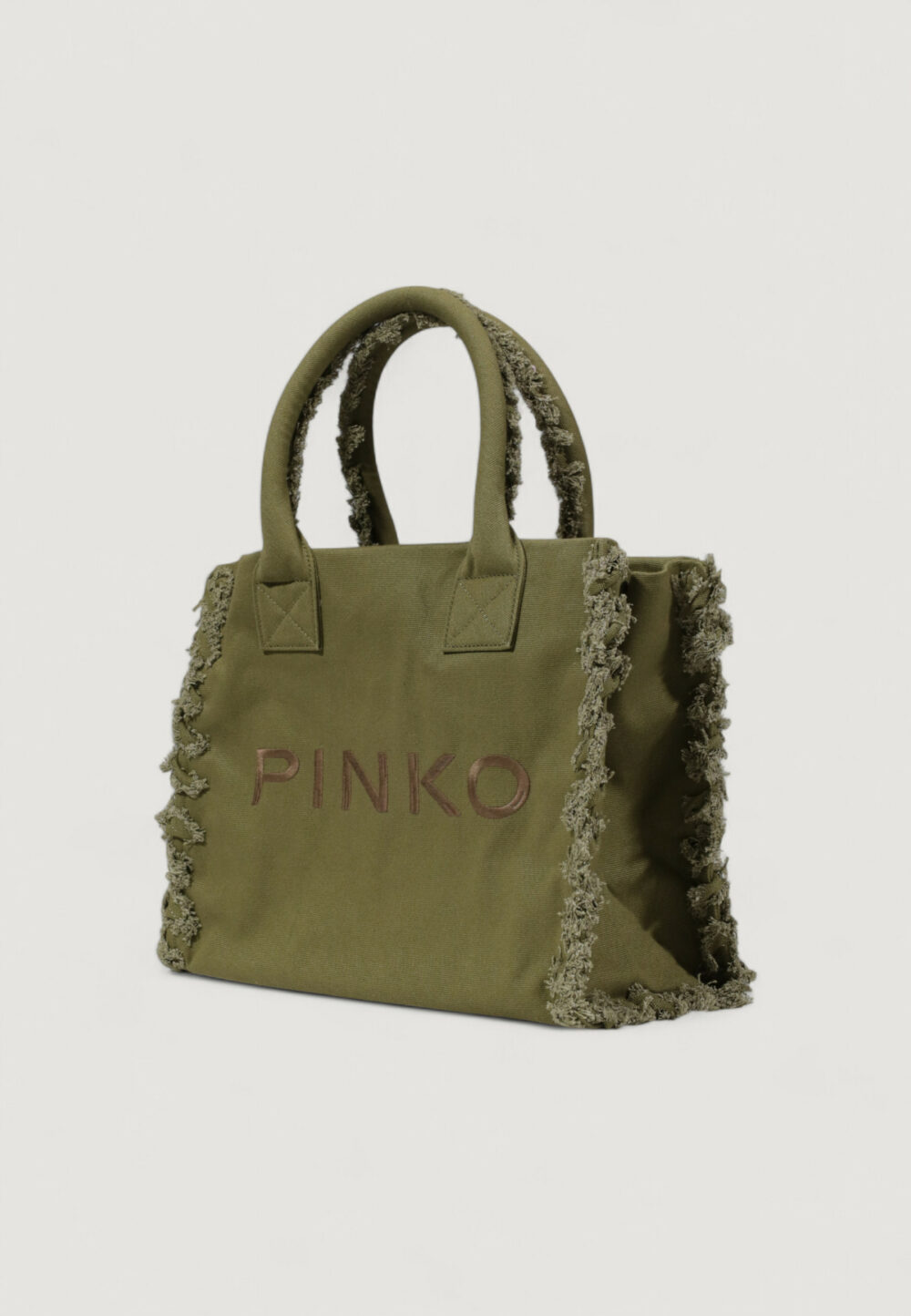 Borsa Pinko BEACH SHOPPING CANVAS RICICLATO Verde Oliva - Foto 3