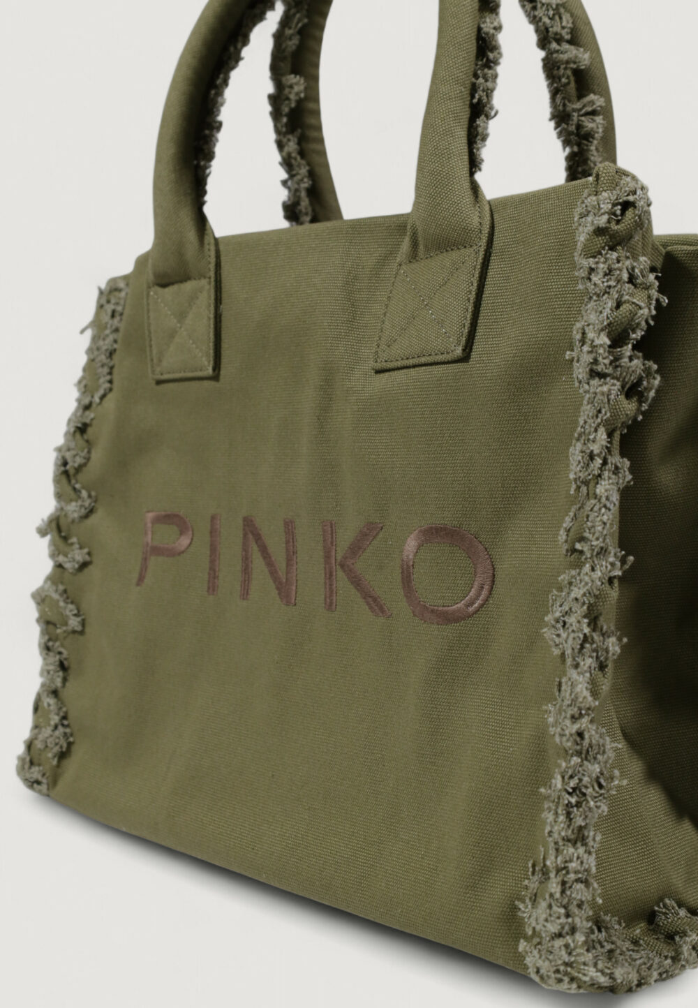 Borsa Pinko BEACH SHOPPING CANVAS RICICLATO Verde Oliva - Foto 2