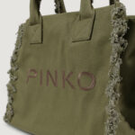 Borsa Pinko BEACH SHOPPING CANVAS RICICLATO Verde Oliva - Foto 2
