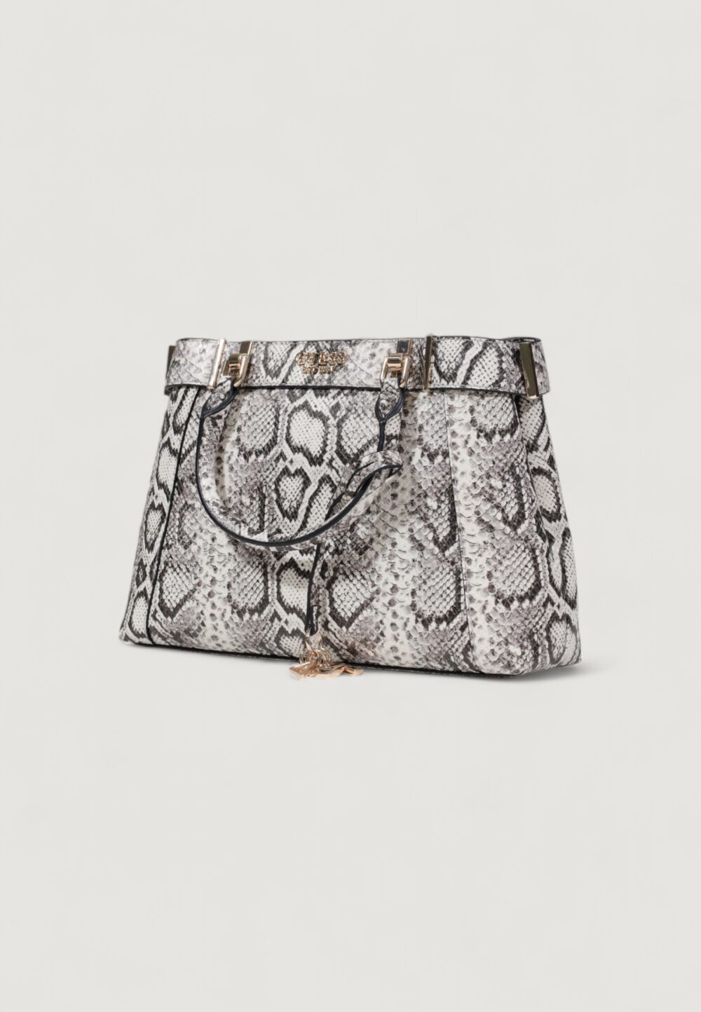 Borsa Guess ANADELA 3 COMP SATCHEL Black-White - Foto 4