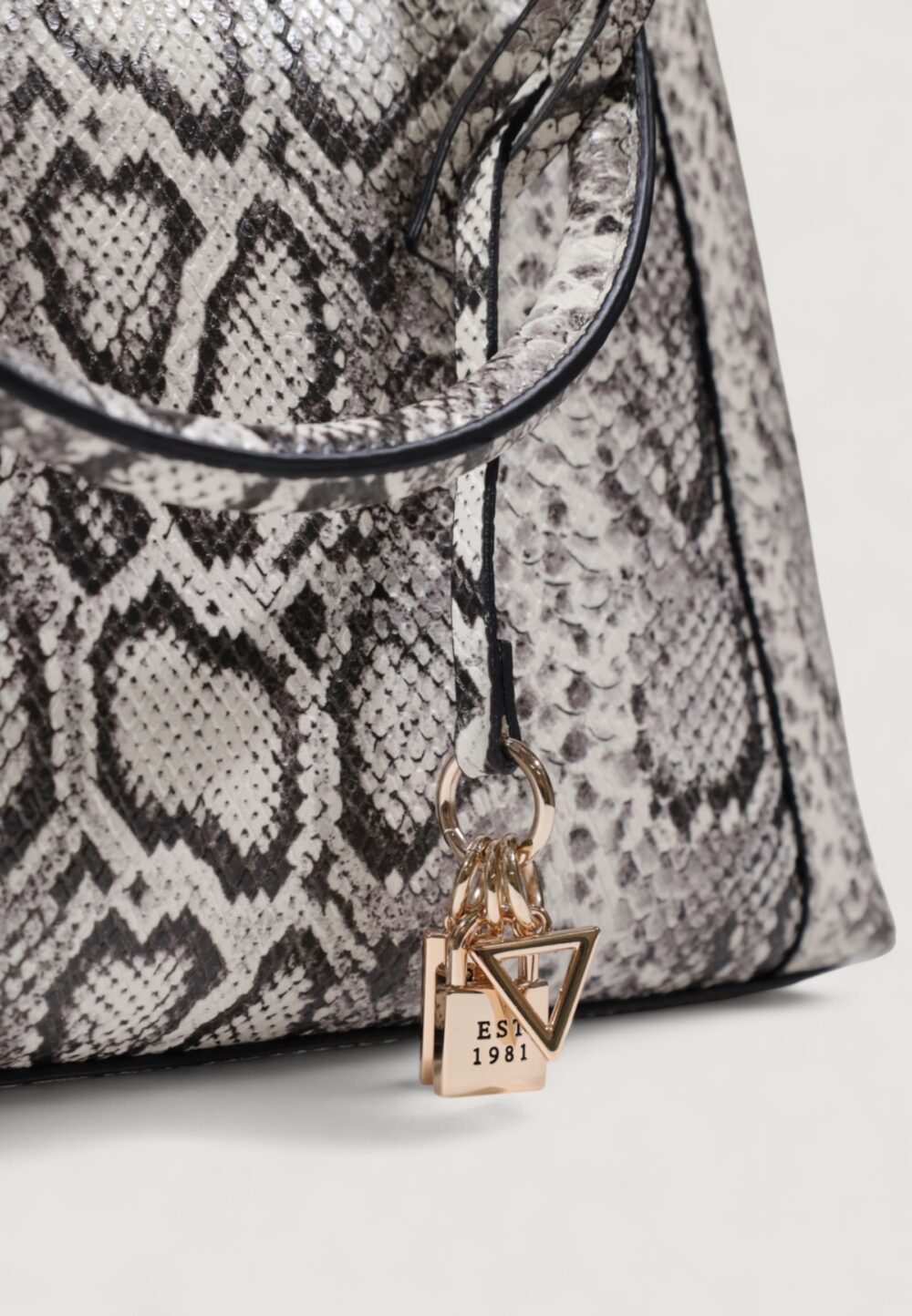 Borsa Guess ANADELA 3 COMP SATCHEL Black-White - Foto 5