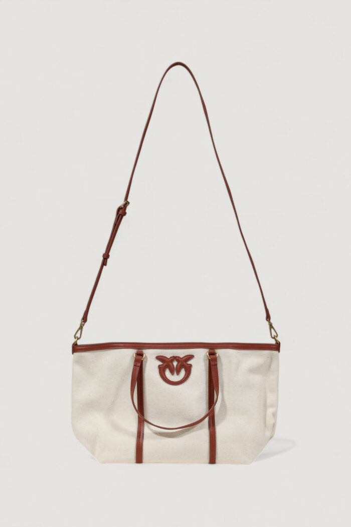 Borsa Pinko MIRANDA SHOPPER CLASSIC CANVAS Panna