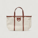 Borsa Pinko MIRANDA SHOPPER CLASSIC CANVAS Panna - Foto 2