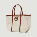 Borsa Pinko MIRANDA SHOPPER CLASSIC CANVAS Panna - Foto 4
