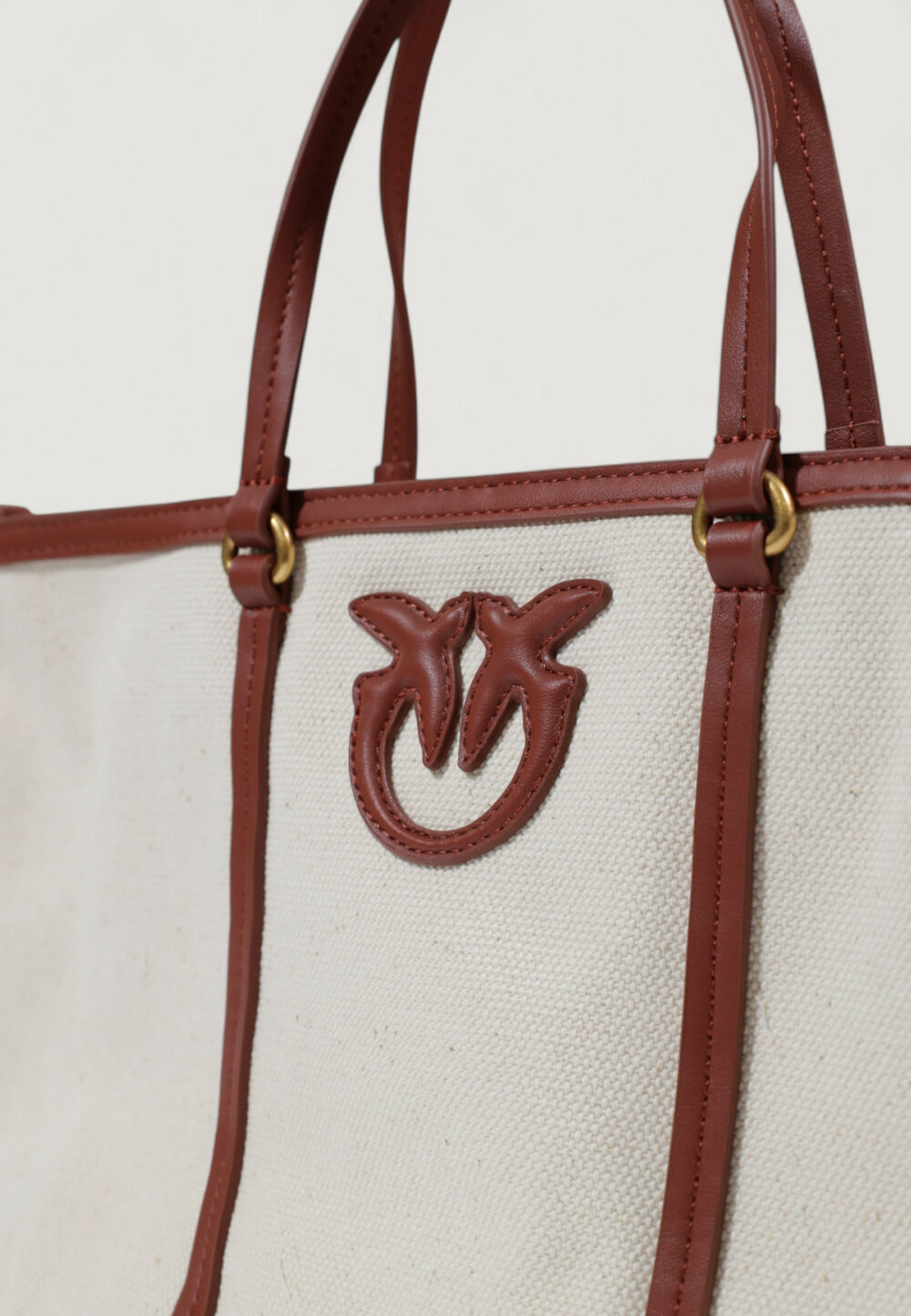 Borsa Pinko MIRANDA SHOPPER CLASSIC CANVAS Panna - Foto 3