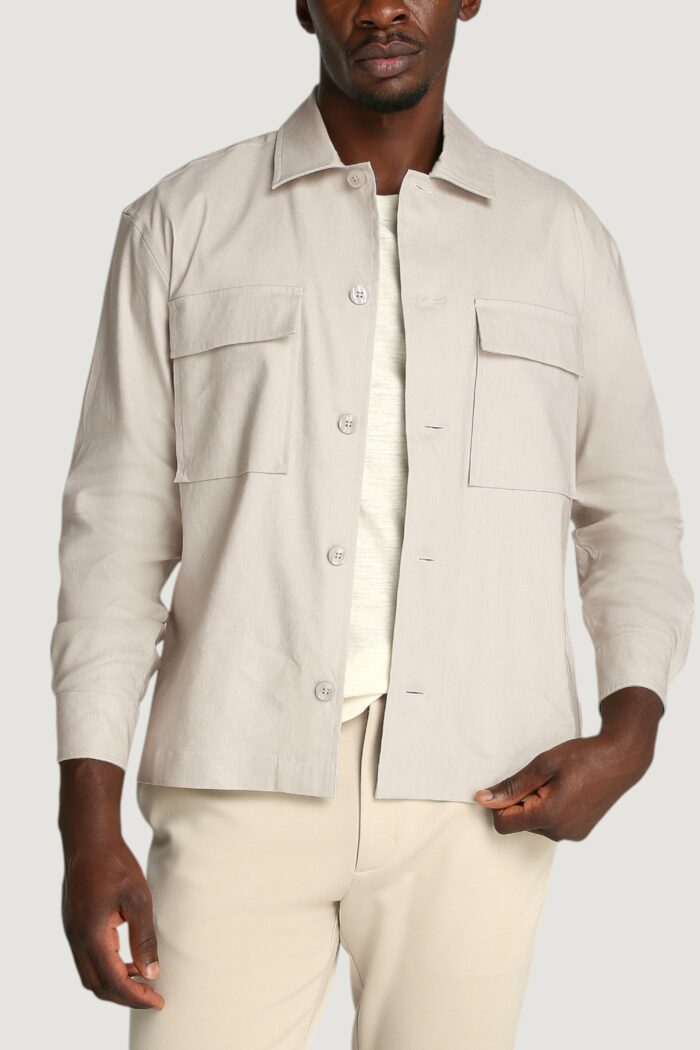 Camicia manica corta Calvin Klein LINEN LYOCELL STRETCH Beige chiaro – K10K114191