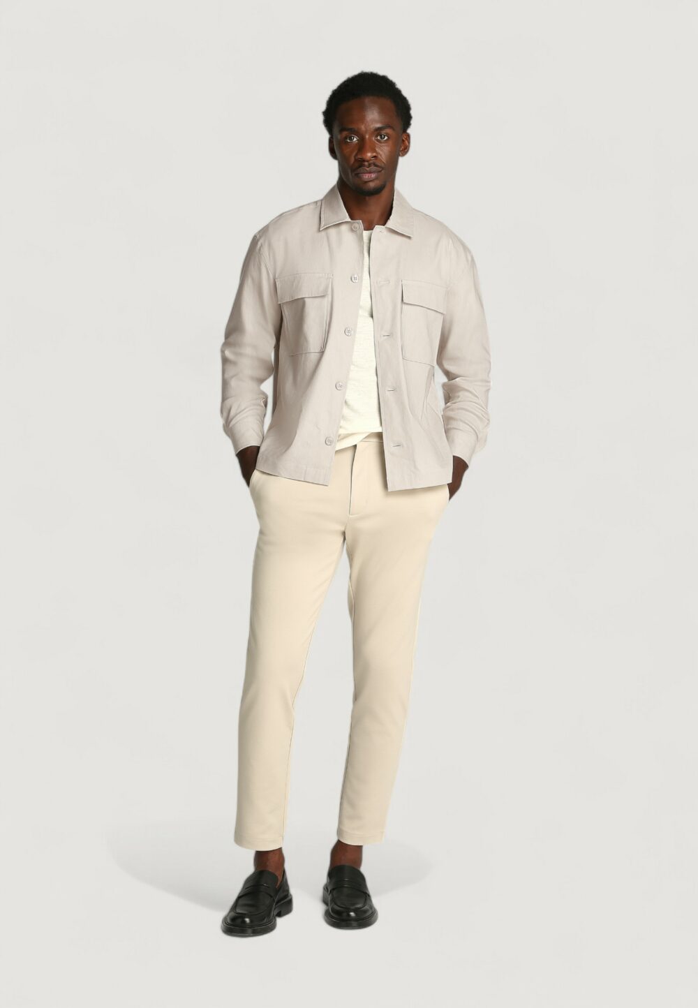 Camicia manica corta Calvin Klein LINEN LYOCELL STRETCH Beige chiaro - Foto 4