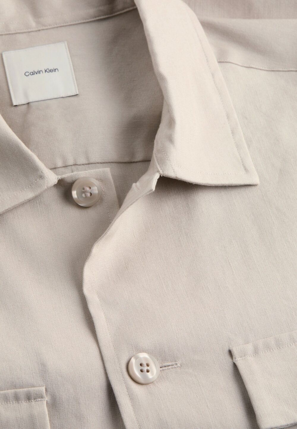 Camicia manica corta Calvin Klein LINEN LYOCELL STRETCH Beige chiaro - Foto 2