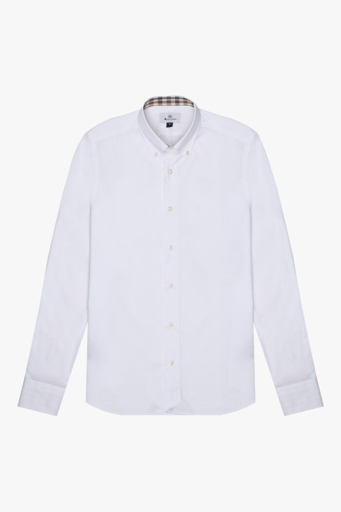 Camicia manica lunga Aquascutum ACTIVE TAILOR SHIRT POCKETLESS Bianco