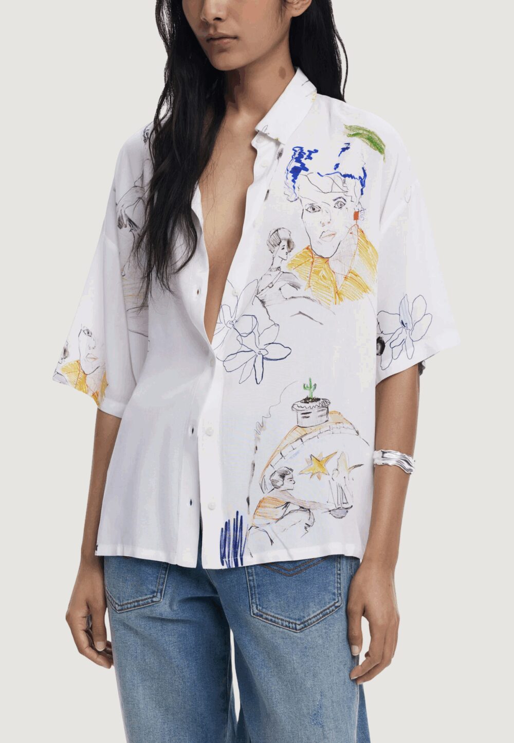 Camicia manica corta Desigual CAM CRAY Bianco - Foto 1