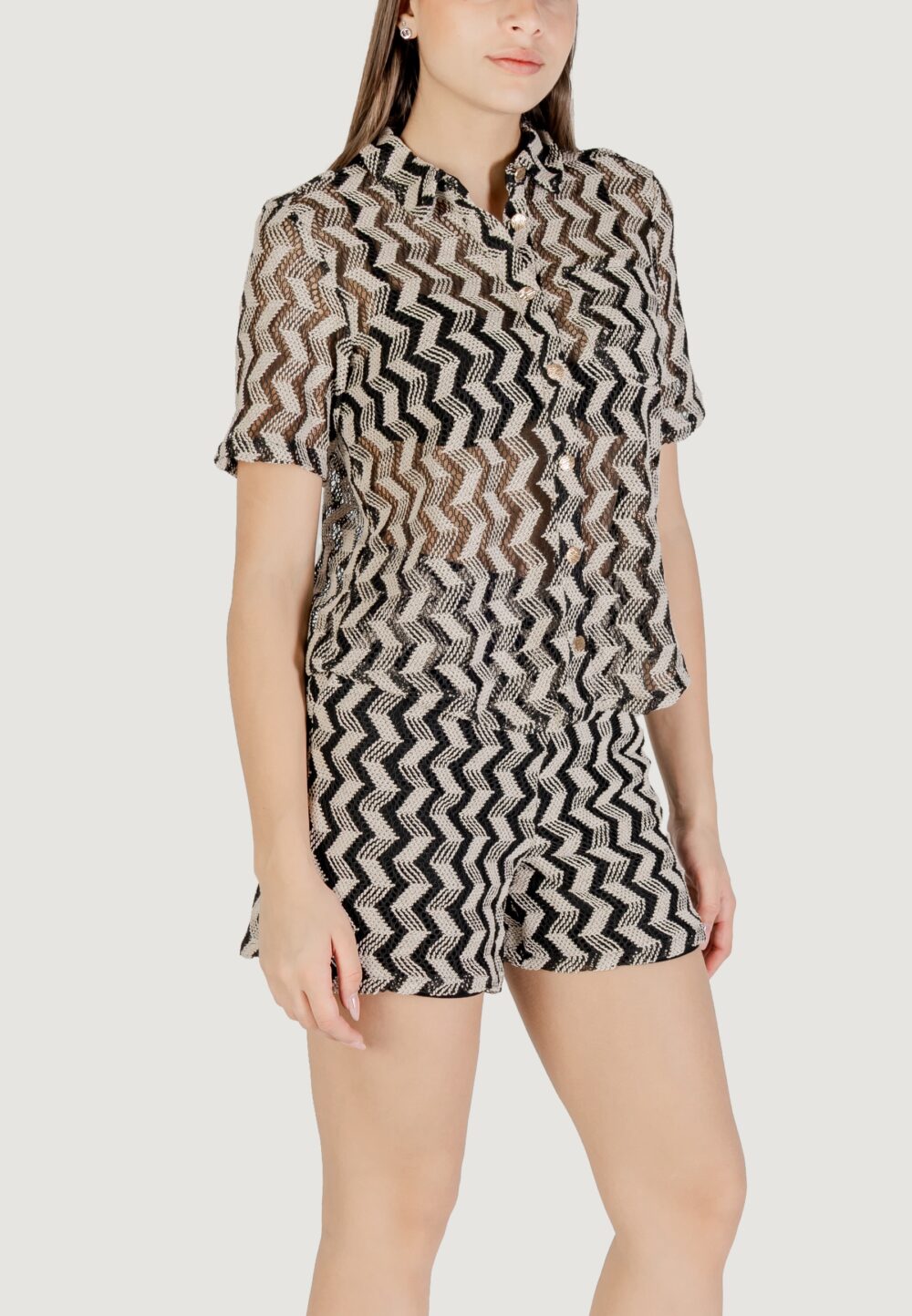 Camicia manica corta Vila Clothes Vilupina O-Neck 2/4 Nero - Foto 3