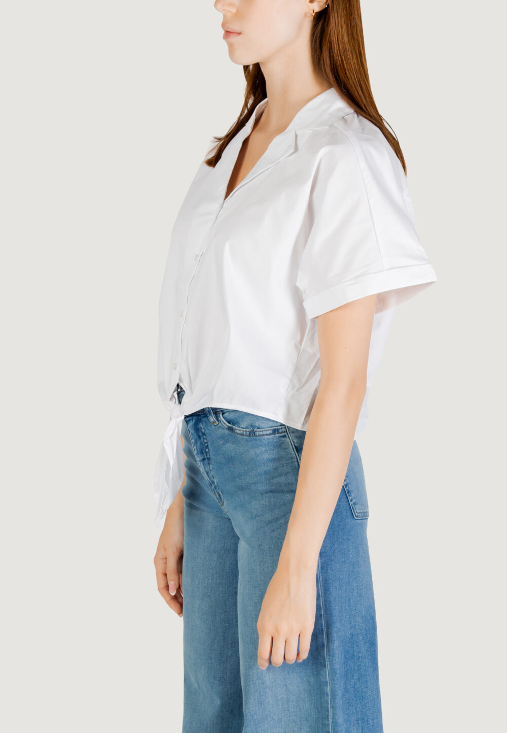 Camicia manica lunga Jacqueline de Yong JDYMIO S/S KNOT SHIRT WVN DIA Bianco - Foto 2