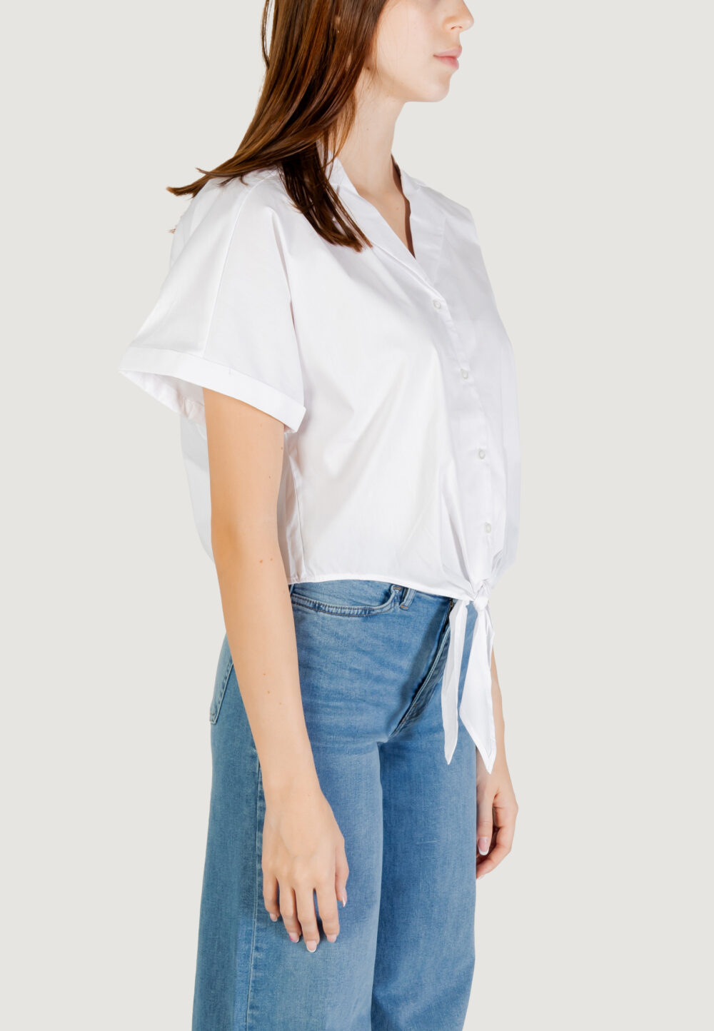 Camicia manica lunga Jacqueline de Yong JDYMIO S/S KNOT SHIRT WVN DIA Bianco - Foto 3