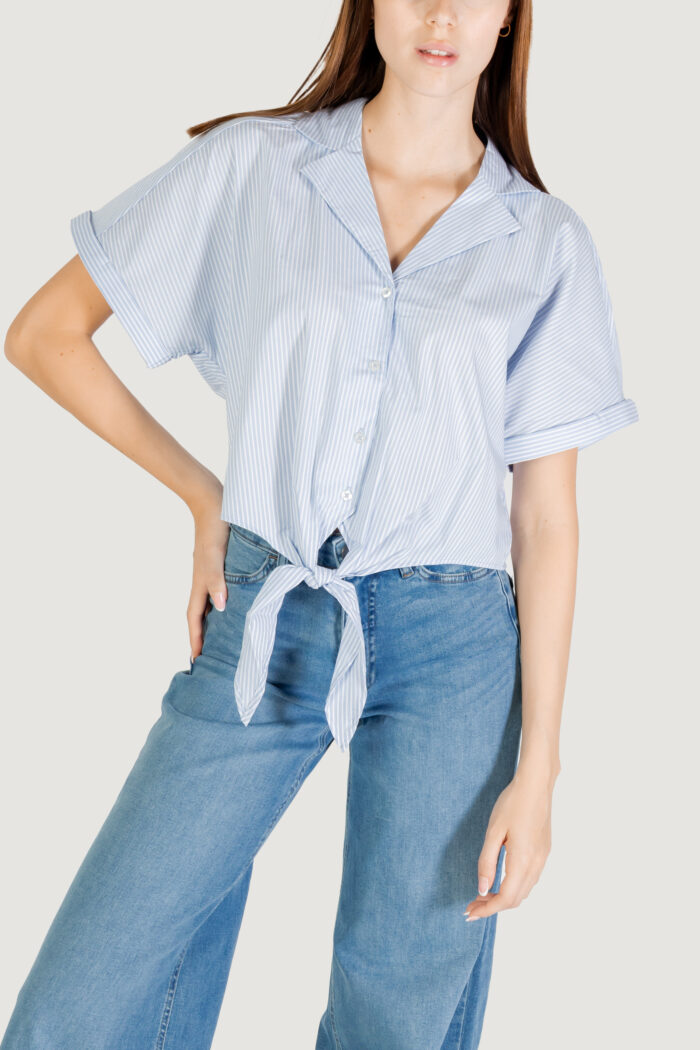 Camicia manica lunga Jacqueline De Yong JDYMIO S/S KNOT SHIRT WVN DIA Celeste – 15367065