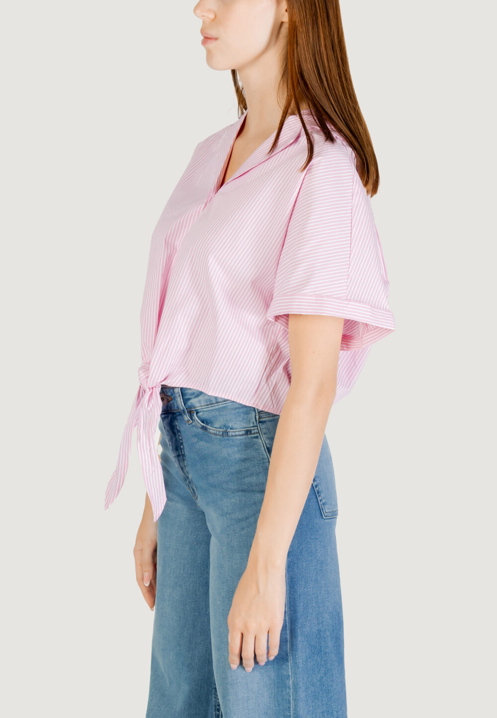 Camicia manica lunga Jacqueline de Yong JDYMIO S/S KNOT SHIRT WVN DIA Rosa - Foto 2