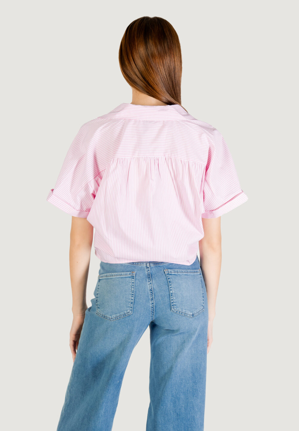 Camicia manica lunga Jacqueline de Yong JDYMIO S/S KNOT SHIRT WVN DIA Rosa - Foto 4