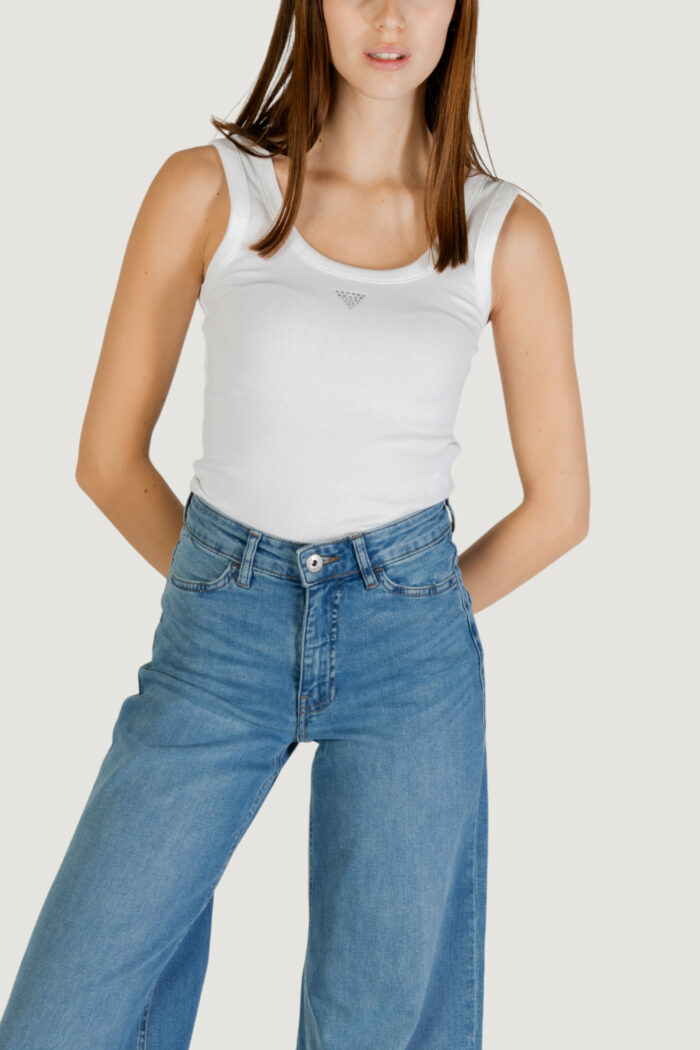 Canotta Guess SL TRIANGLE BLING RIB TANK Bianco – W3YP68 KA0H1