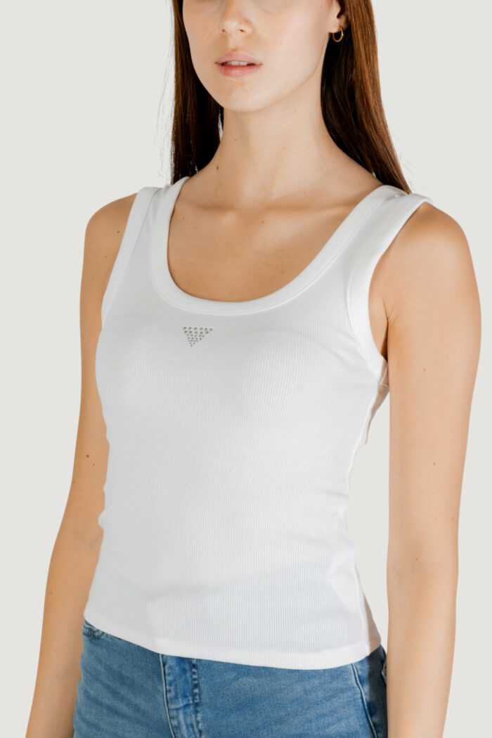 Canotta Guess SL TRIANGLE BLING RIB TANK Bianco – W3YP68 KA0H1