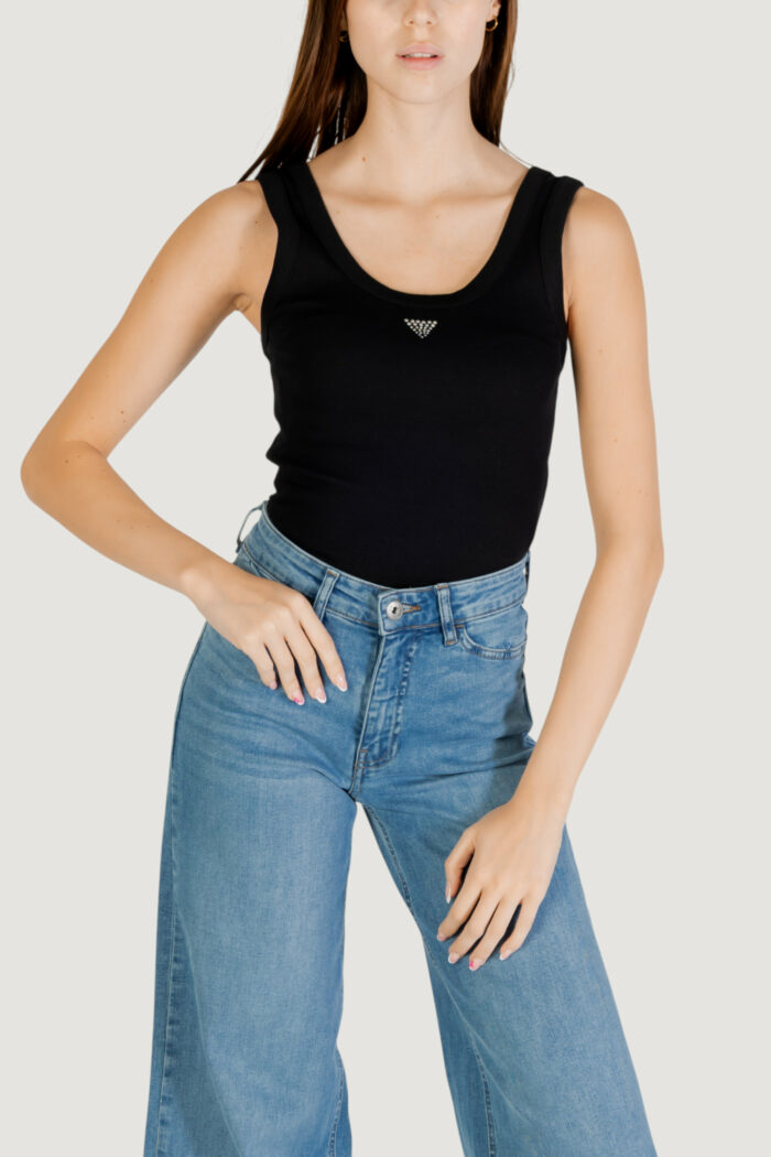 Canotta Guess SL TRIANGLE BLING RIB TANK Nero – W3YP68 KA0H1