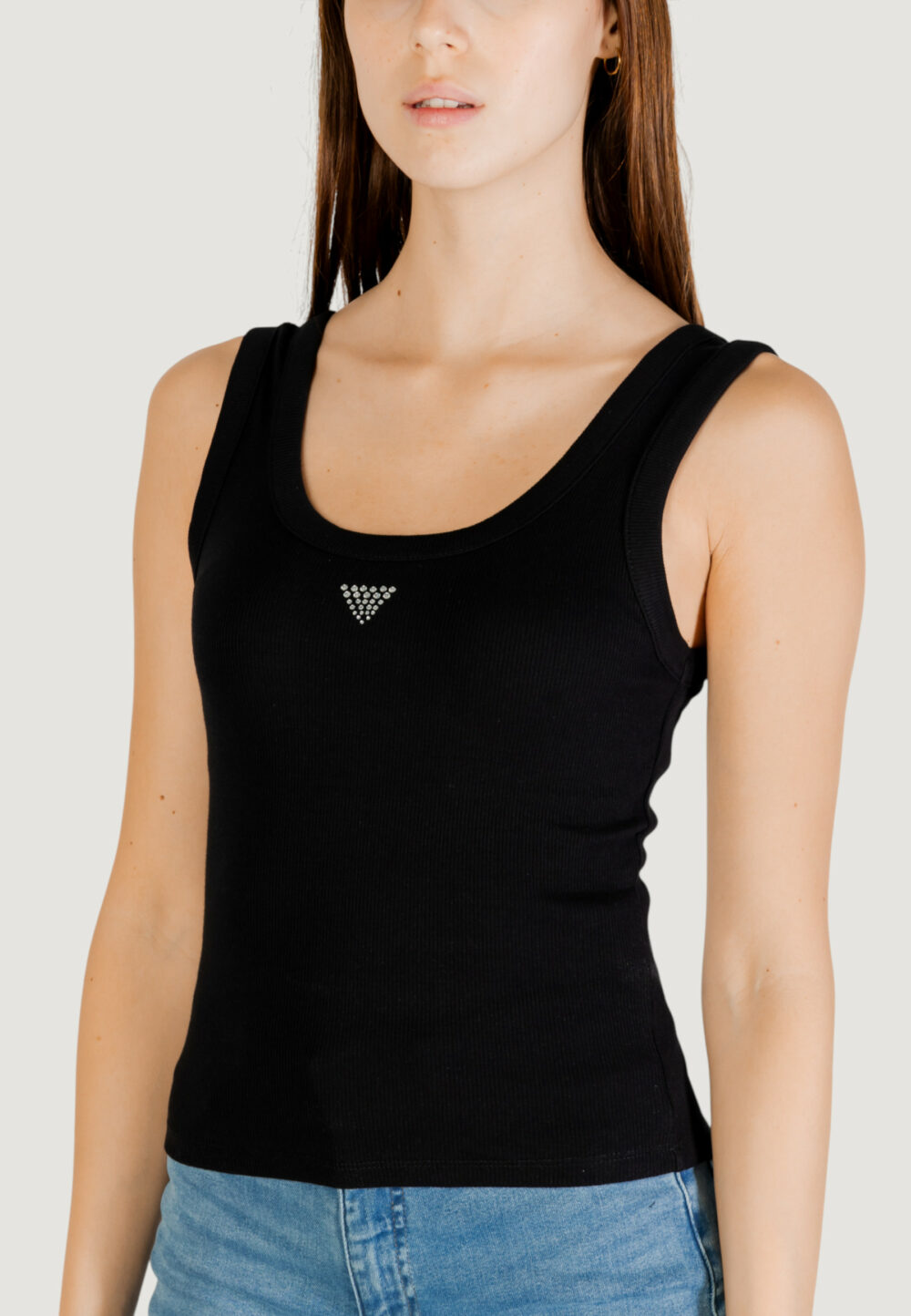 Canotta Guess SL TRIANGLE BLING RIB TANK Nero - Foto 2