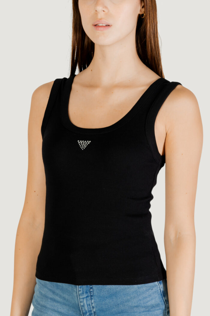 Canotta Guess SL TRIANGLE BLING RIB TANK Nero – W3YP68 KA0H1