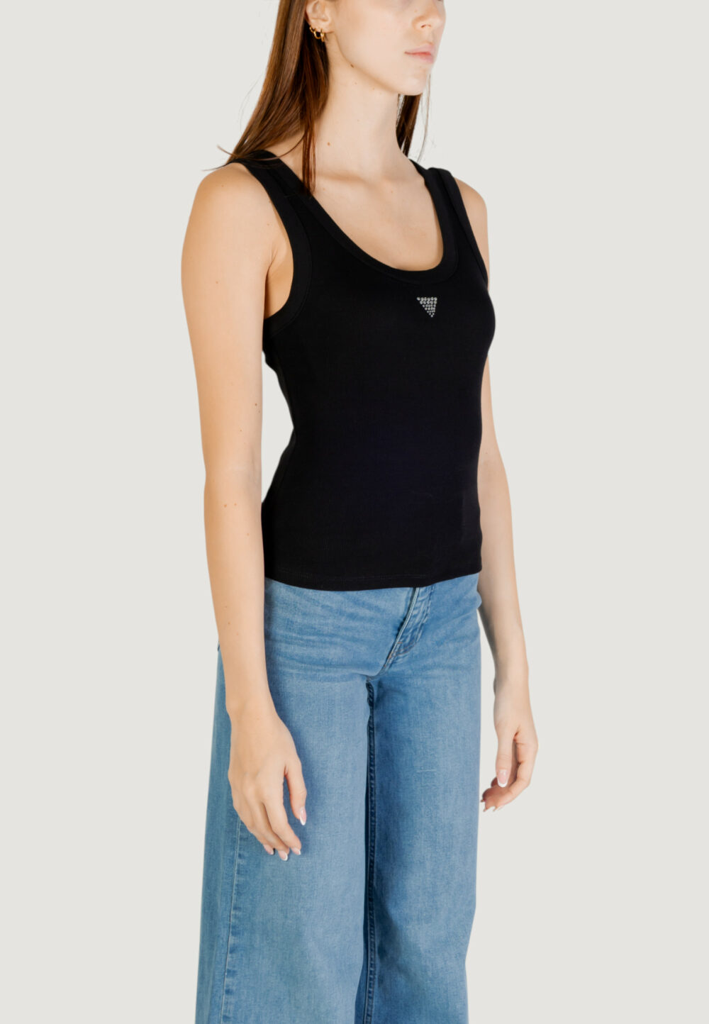 Canotta Guess SL TRIANGLE BLING RIB TANK Nero - Foto 4