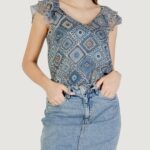 Canotta Only Onlasta Life Capsleeve V-Neck Top Wvn Indigo - Foto 1