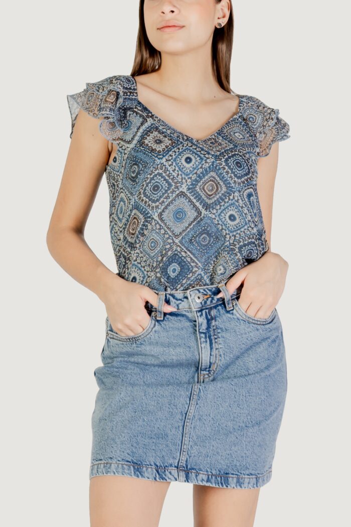 Canotta Only Onlasta Life Capsleeve V-Neck Top Wvn Indigo