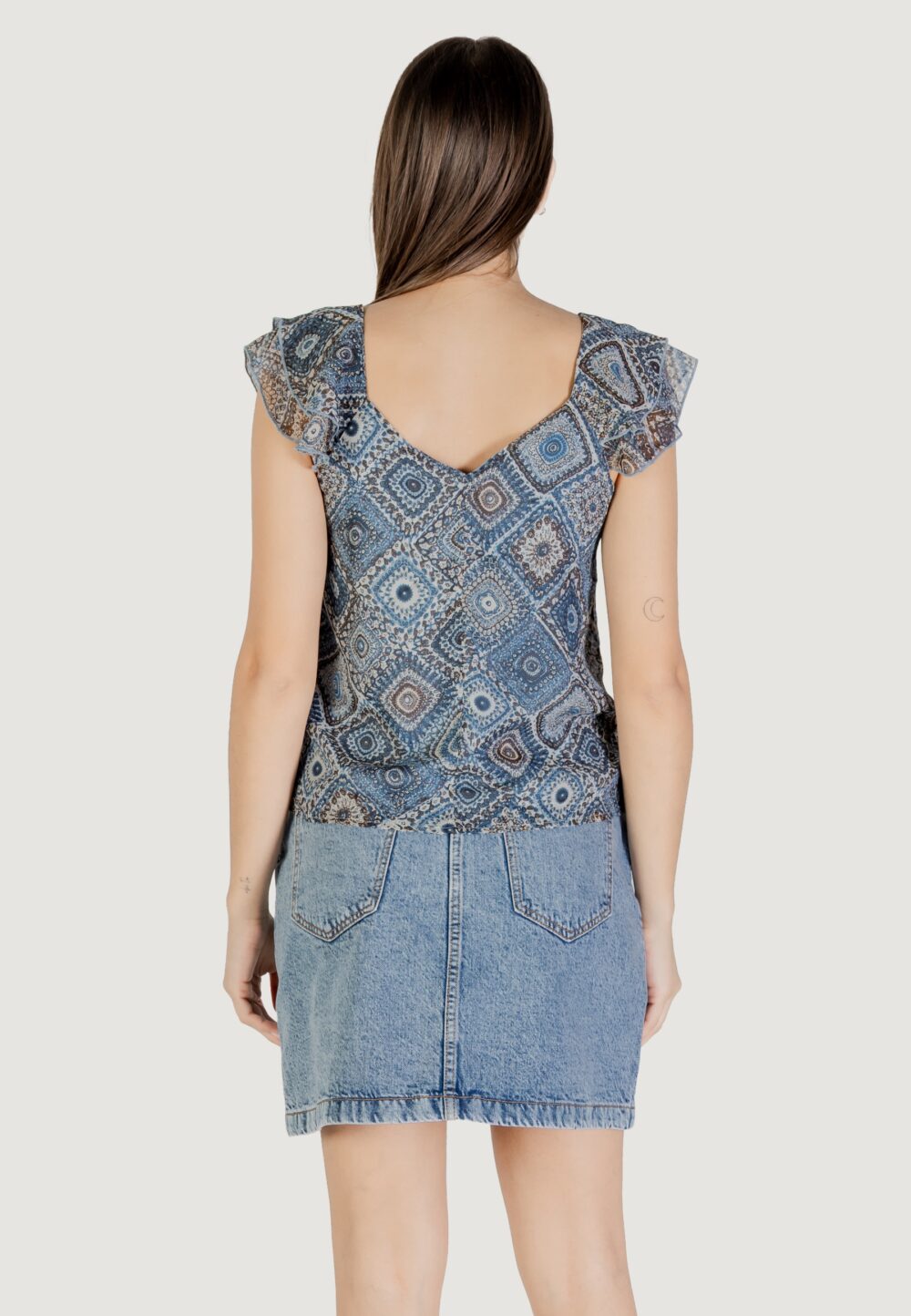 Canotta Only Onlasta Life Capsleeve V-Neck Top Wvn Indigo - Foto 4