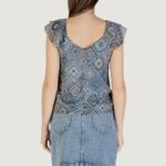 Canotta Only Onlasta Life Capsleeve V-Neck Top Wvn Indigo - Foto 4